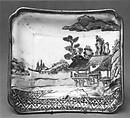 Dish, White porcelain decorated with blue under the glaze, polychrome enamels (Hizen ware, Kutani type), Japan