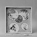 Square Tray, White porcelain decorated with blue under the glaze (Arita ware, Imari type), Japan