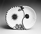 Molded Dish with Chrysanthemum Design, Porcelain painted with overglaze enamels (Hizen ware, Ko Kutani style), Japan