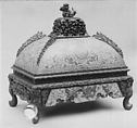 Incense Burner, Cloisonné enamel on copper, gilt bronze, teakwood, China