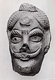 Fragment of a Mask of a Man's Head, Terracotta, Central Asia