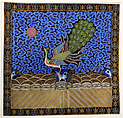 Rank Badge with Peacock, Silk, gold and silver wrapped silk, China