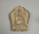 Votive Plaque with White Tara, Black clay with color and gilt, Tibet