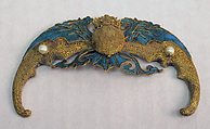 Fragment of Headdress, Gold, feathers, pearls, China