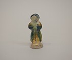 Minature standing figure, Earthenware with polychrome glaze (Sancai ware), China