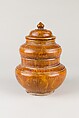 Covered Jar, Pottery with light brown glaze, China