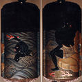 Case (Inrō) with Design of South Sea Islander Diving for Coral (obverse); South Sea Islander Seated on Rock beside Water (reverse), Lacquer, roiro, gold and coloured hiramakie, takamakie, tsuishu, coral; Interior: nashiji and fundame, Japan