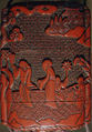 Case (Inrō) with Design of Chinese Sages Drinking and Writing on Banana Leaf, Lacquer, tsuishu, carved relief, stained; Interior: nashiji and fundame, Japan