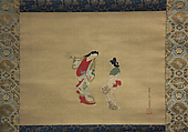 Woman and Attendant, Nishikawa Sukenobu (Japanese, 1671–1750), Hanging scroll; ink and color on silk, Japan