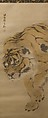 Tiger, Kishi Ganku (Japanese, 1749–1838), Hanging scroll; ink and color on silk, Japan