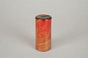 Cylindrical box, Red lacquer on bamboo with sprinkled gold powder, Japan