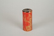 Cylindrical box, Red lacquer on bamboo with sprinkled gold powder, Japan