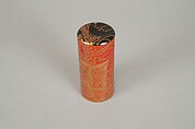 Cylindrical box, Red lacquer on bamboo with sprinkled gold powder, Japan