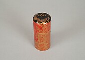 Cylindrical box, Red lacquer on bamboo with sprinkled gold powder, Japan