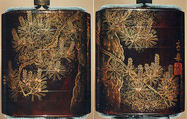 Case (Inrō) with Design of Pines Tree and Branches, Maruyama Ōkyo 円山応挙 (Japanese, 1733–1795), Lacquer, roiro, gold and silver togidashi, mura nashiji; Interior: roiro and fundame, Japan