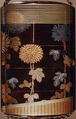 Case (Inrō) with Design of Chrysanthemums Beneath Bamboo Blinds, Lacquer, roiro, gold, silver, blue and red togidashi; Interior: nashiji and fundame, Japan
