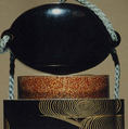 Case (Inrō) with Design of Goldfish and Reed with Wave Pattern, Lacquer, roiro, red and gold hiramakie; Interior: nashiji and fundame, Japan