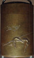 Case (Inrō) with Design of Three Horses Standing (obverse); Saddle Ends and Riding Whip (reverse), Kakōsai, Lacquer, kinji, gold and silver hiramakie, various metal inlay; Interior: nashiji and fundame, Japan