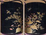 Case (Inrō) with Design of Wildflowers, Dragonflies and Bees, Lacquer, roiro, gold and coloured hiramakie, pink aogai; Interior: fundame, Japan