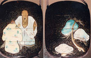 Case (Inrō) with Design of Old Man and Woman (Jo and Uba) and Pine Trees (from Noh Play 