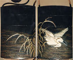 Case (Inrō) with Design of Heron Wading in Shallow Water beside Reeds, Attributed to Ogawa Haritsu (Ritsuō) (Japanese, 1663–1747), Lacquer, roiro, gold and silver hiramakie, togidashi, kimpun, ivory, horn inlay; Interior: fundame, Japan