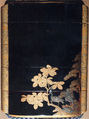 Case (Inrō) with Design of Three Herons Seated in Maple Tree (obverse); Three Crows in Autumn Forest (reverse), Lacquer, roiro, gold and coloured hiramakie; Interior: roiro and fundame, Japan