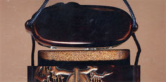 Case (Inrō) with Design of Gibbon Reaching for Frog (Symbol of Moon) (obverse); Well with Bucket (reverse), Lacquer, roiro, gold, silver and brown hiramakie, takamakie, applied metal; Interior: nashiji and fundame, Japan