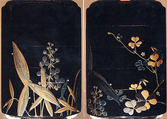 Case (Inrō) with Design of Arrowhead (Omodaka) (obverse); Clover (Mutsuba) (reverse), Shibata Zeshin (Japanese, 1807–1891), Lacquer, roiro, gold black, brown hiramakie, aogai; Interior: nashiji and fundame, Japan