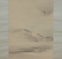 Landscape with the Moon, Attributed to Shiokawa Bunrin (Japanese, 1808–1877), Hanging scroll; ink and color on silk, Japan