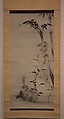 Squirrels on Bamboo and Rock, Kano Osanobu (Japanese, 1796–1846), Hanging scroll; ink on silk, Japan