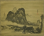Mountain Landscape, Soga Shōhaku (Japanese, 1730–1781), Hanging scroll; ink and color on silk, Japan