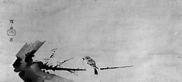 Sparrow on Plum Branch (Ume ni Suzume), Shōkadō Shōjō  Japanese, Hanging scroll; ink on paper, Japan