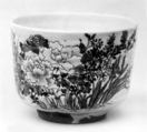 Teabowl, Minpei  Japanese, White glaze which stops short of foot; elaborate decoration in enamel colors (Agano ware), Japan