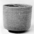 Teabowl, Clay; thin, crackled glaze outside and flowing over top; soft pink glaze inside (Hagi ware), Japan