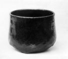 Teabowl, Honnami Kuchu  Japanese, Clay; thick black underglaze with red overglaze (Takagamine ware), Japan