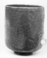 Teabowl, Clay covered with thin brownish red crackled glaze (Raku ware), Japan