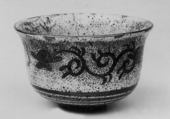 Teabowl, Clay, much pitted; glaze, crackled on inside of bowl; thin and showing brown through (Mino ware, Shino type), Japan