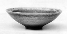 Teabowl, Ninsei II  Japanese, Shallow, slight wheelmarks visible; fine drab clay, thin brown glaze, worn and showing pink underneath (Awata ware), Japan