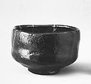 Teabowl, Ichinyu, Clay covered with a black glaze dappled with red (Raku ware), Japan
