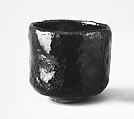 Teabowl, Ryōnyu  Japanese, Clay covered with a shiny black glaze (Raku ware), Japan