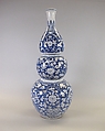 Triple gourd vase with dragon and flowers, Porcelain painted in underglaze cobalt blue (Jingdezhen ware), China