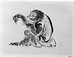 Monkey and Bee, Hokusai School, Unmounted painting; ink and watercolor on paper, Japan