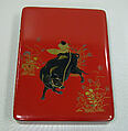 Writing Box with Design of Ox-Herding Boy Playing Flute, Gold and silver maki-e with colored lacquer on red lacquer, Japan