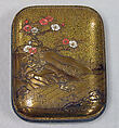 Incense Container (Kōgō) with Camellia and Mandarin Ducks, Lacquered wood with gold, silver takamaki-e, hiramaki-e, cut-out gold foil application, and coral and ivory inlay, Japan