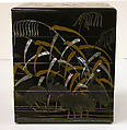 Tiered Box with Design of Bellflower and Autumn Grasses, Black lacquer with powdered gold and silver (maki-e) and mother-of-pearl and pewter inlays, Japan