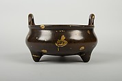 Incense Burner, Bronze, inlaid gold, wood, China