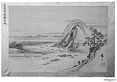 Kannon Slope of the Kiso Highway, Utagawa Hiroshige  Japanese, Matted painting; ink and color on silk, Japan