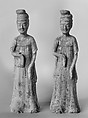 Female attendant, Earthenware with pigment, China