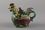 Chicken-form ewer (one of a pair), Porcelain painted in polychrome enamels on the biscuit (Jingdezhen ware), China