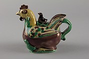 Chicken-form ewer (one of a pair), Porcelain painted in polychrome enamels on the biscuit (Jingdezhen ware), China